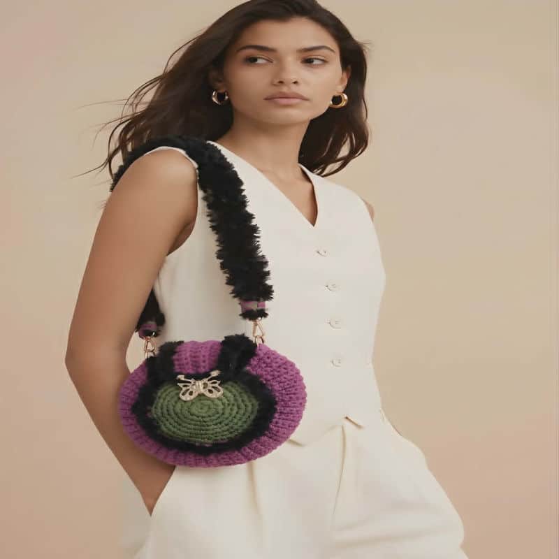 Sac à main rond et fermoir papillon