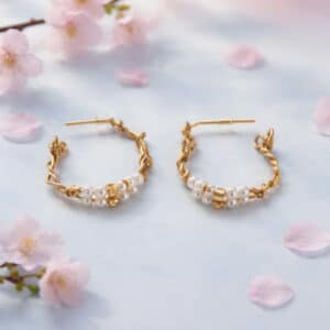 Boucles d'oreilles couleur or avec perles